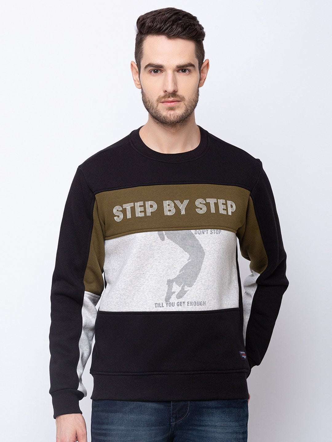 Status Quo |BLACK/OLIVE Round Neck Sweatshirt - 3XL, 4XL, 5XL