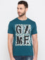 Blue Cotton Chest Print T Shirts