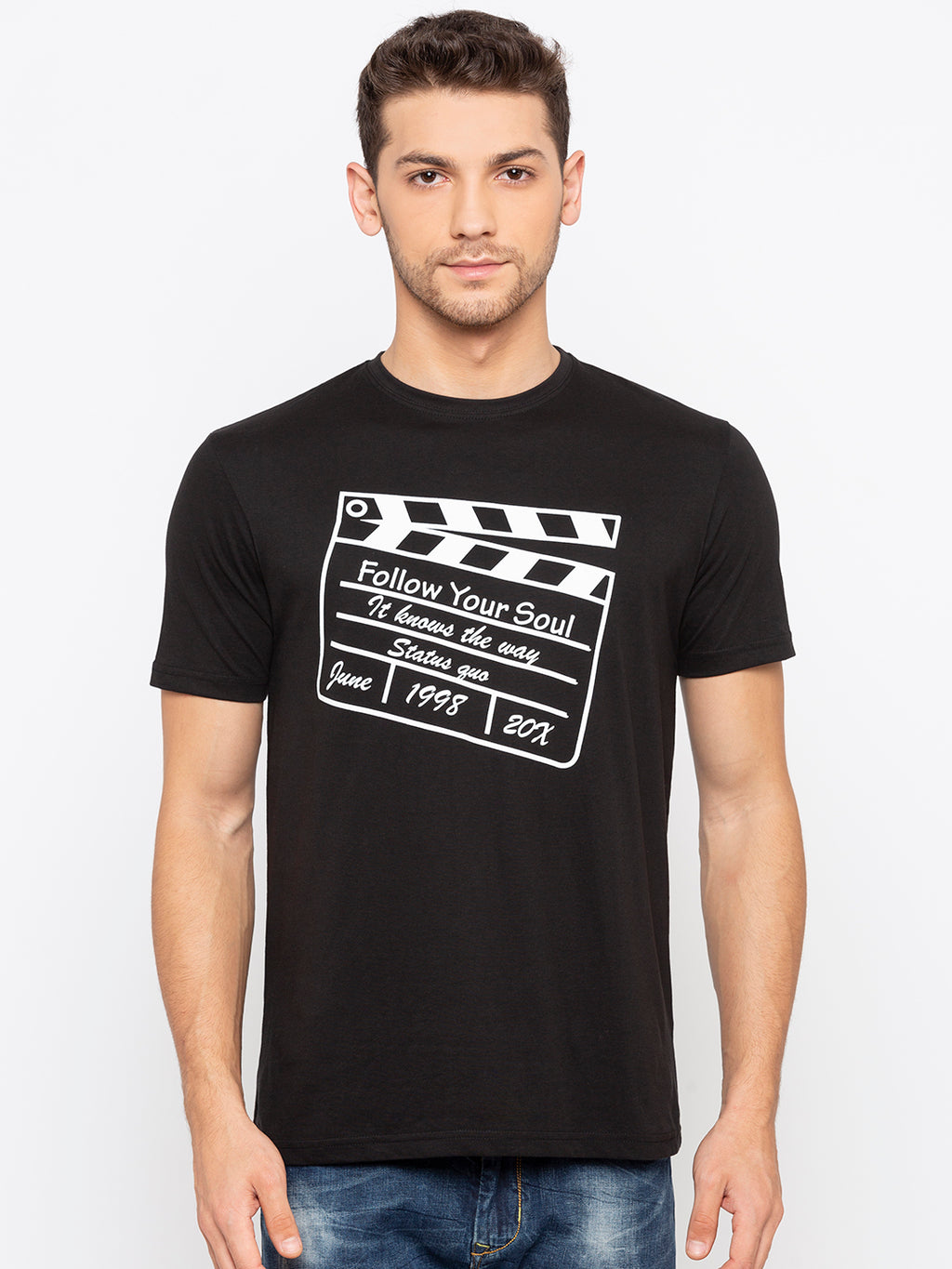 Black Chest Print Tee