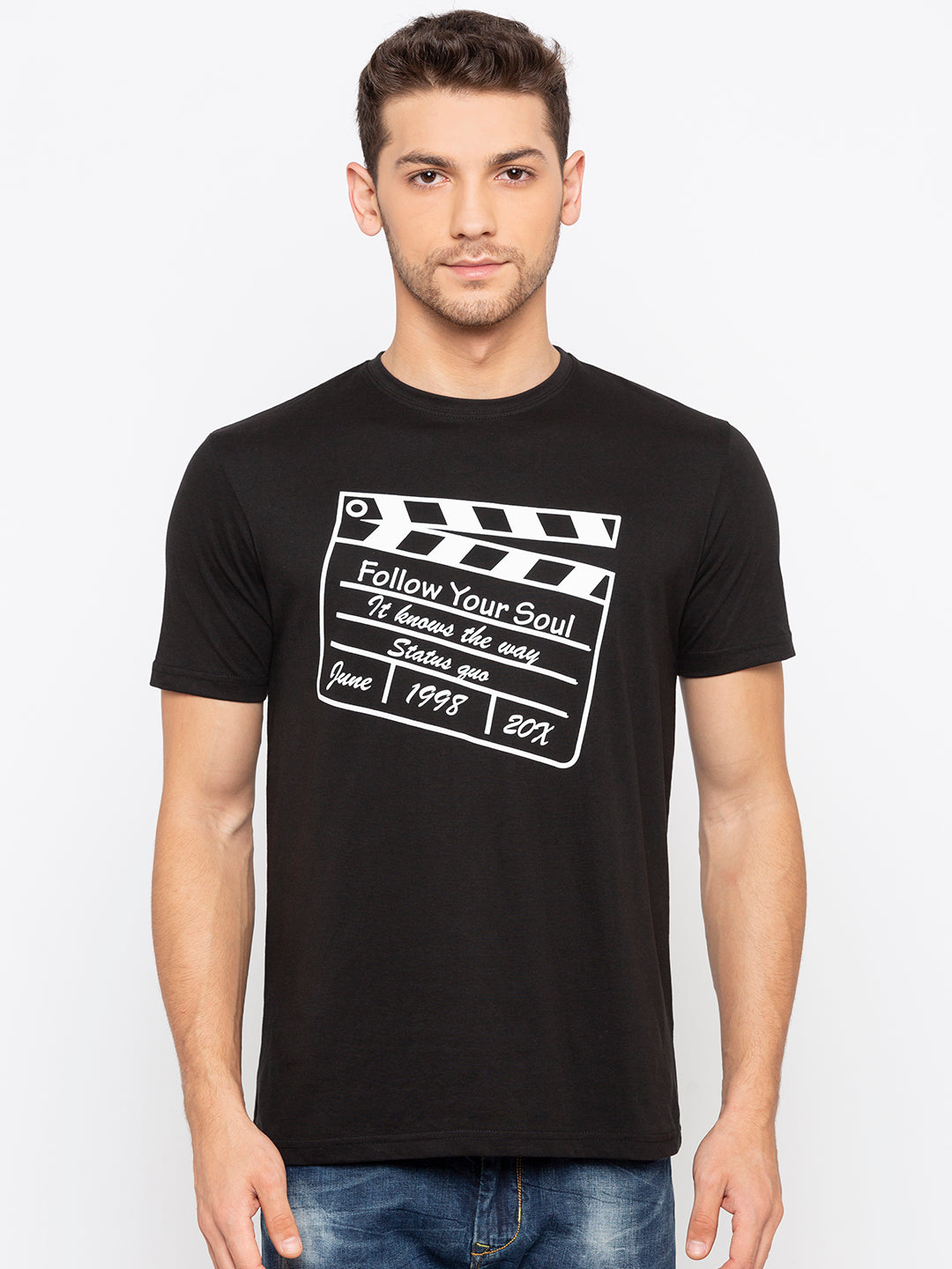 Black Chest Print Tee