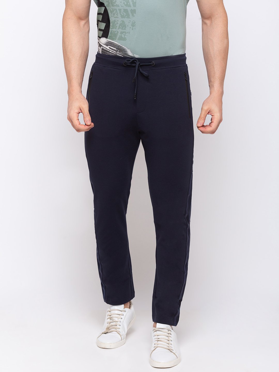 Status Quo |Solid with Printed Panel Regular Fit Trackpant - M, L, XL, XXL