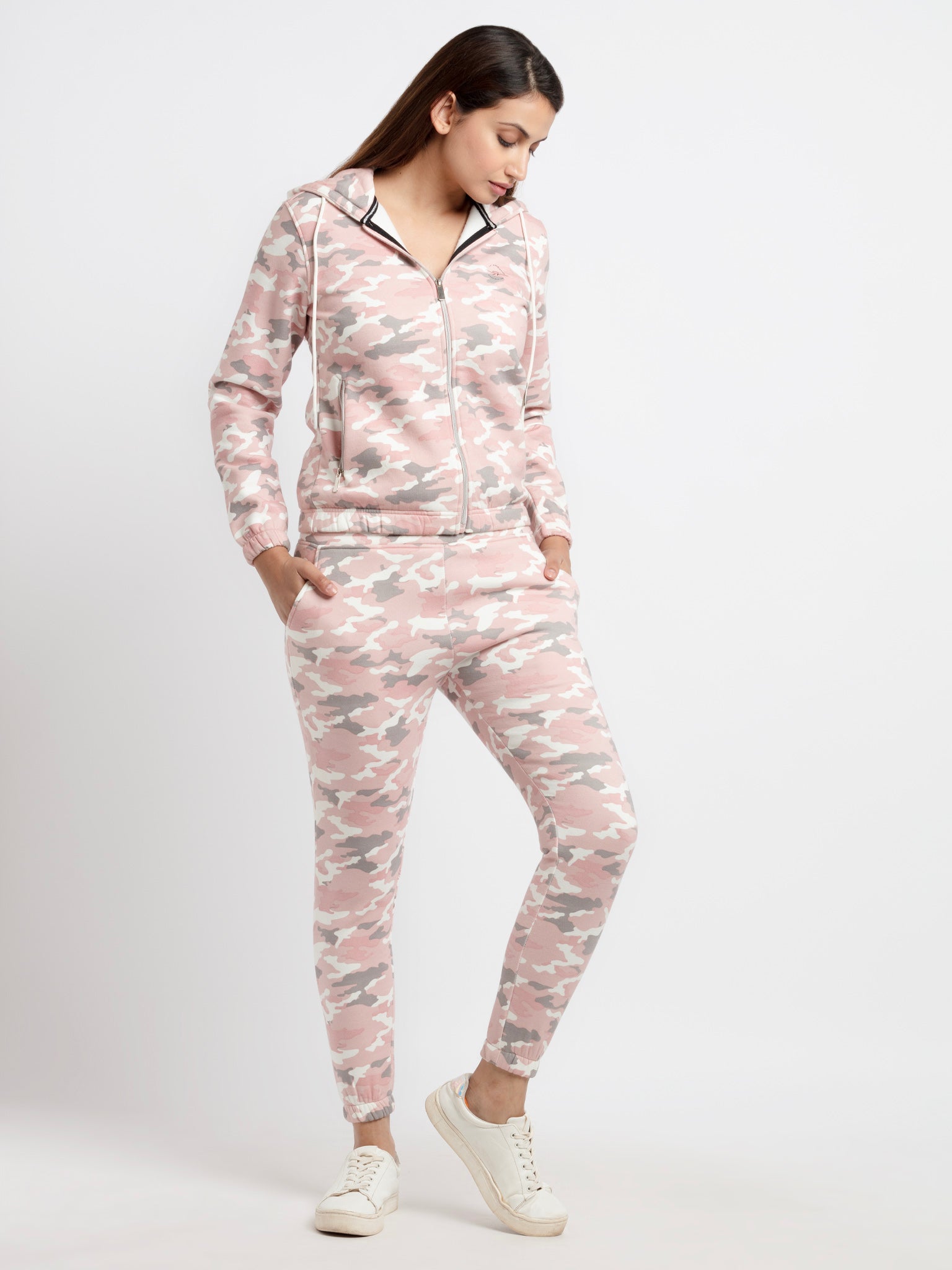 Women's Camo Hooded Tracksuit S PINK TRKCKSUITW-21759-PINK