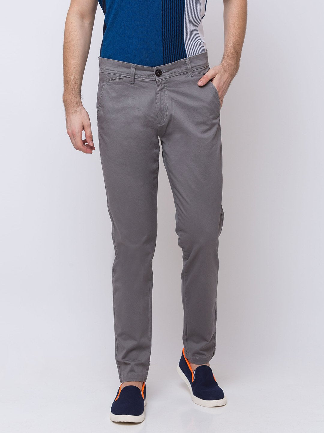 Status Quo |Grey Solid Open Bottom Trousers - M, L, XL, XXL